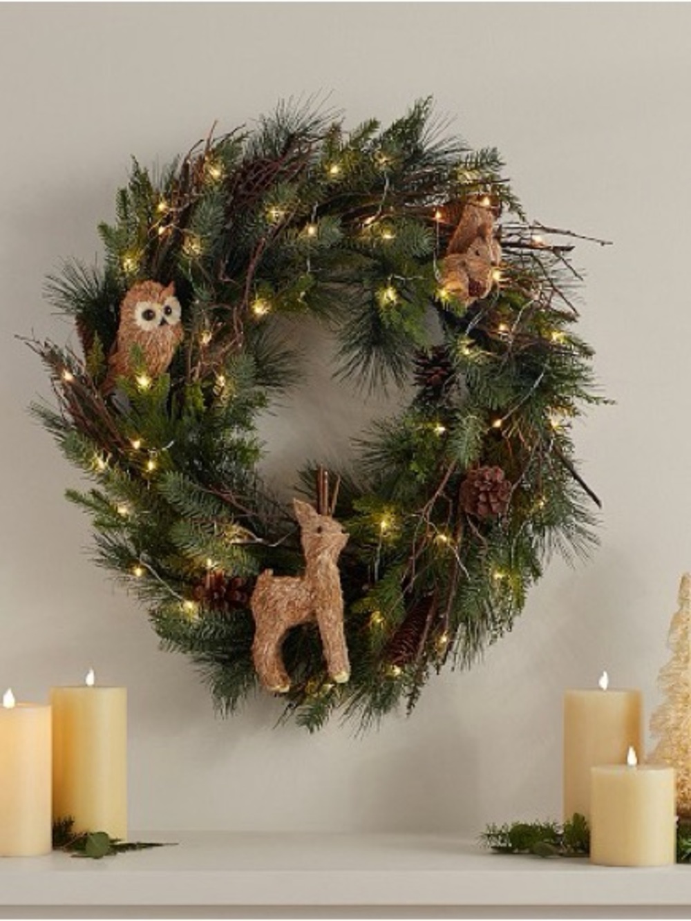 Pottery Barn Woodland Critter Lit Wreath BNIB